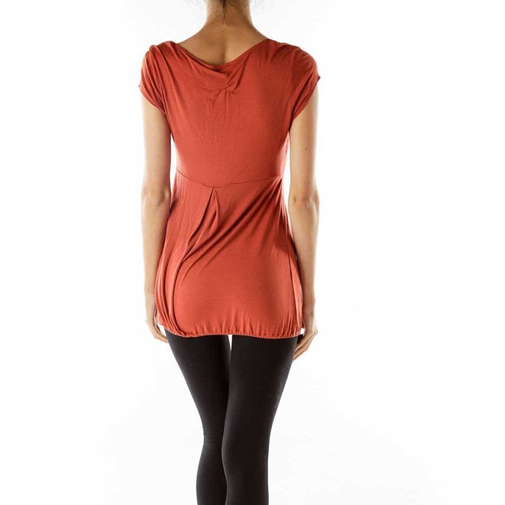 Banana Republic Orange Scrunched V-Neck Top - Picture 2 of 3